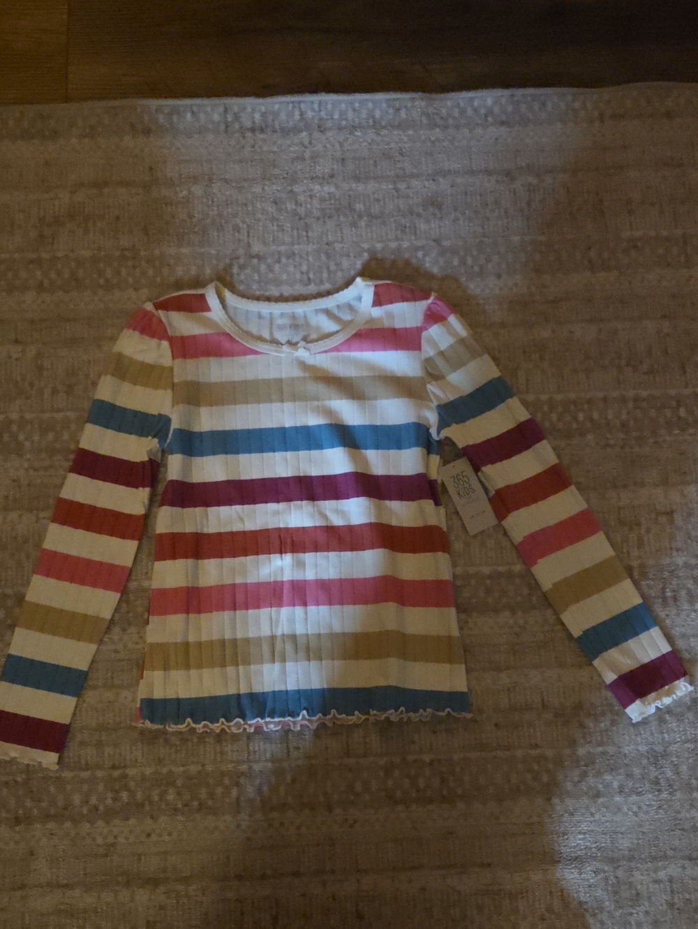 Garanimals Long-Sleeve Ribbed Stripe Top - White, Pink, Red, Blue, Tan
